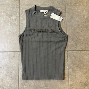 Buckle Army Green Ribbed Top XS  NWT